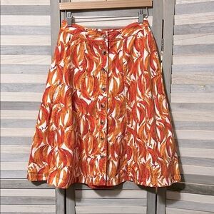 Anthropologie Maeve Vibrant Orange Button-Down Skirt